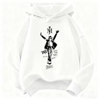 Naujas vaikų gobtuvas Michael Jackson Retro raidės figūros spaudinys Puloveris Vaikams Berniukams Mergaitėms Laisvalaikio Vintage Mados Gobtuvas 150 white