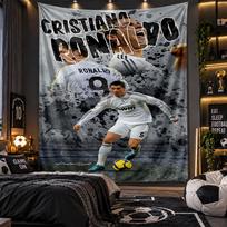 Sieninis gobelenas su Cristiano Ronaldo atspaudu Audinys svetainei, miegamajam, namų dekoravimui 100cmx150cm gray