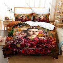 Šauni Klasikinė Frida Kahlo Meno Spaudinio Antklodės Užvalkalas 2 Pagalvių Užvalkalai Minkštas Mikropluoštas Bohemiško Stiliaus Kambario Lovos Patalynė Meksikietiško Meno Lovos Patalynė EU Single 135*200cm/53x79in 3pcs beige