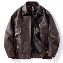 Sezoninis vyriškas odinis švarkas naujas retro atlapotas švarkas motociklininko švarkas viršus M-recommended to wear black