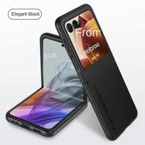 Prabangus Premium Odinis Dangtelis Motorola Razr 50 Ultra Moto Razr50 50Ultra 2025 Razr40 2025 Atsparus Smūgiams Kietas Plastikinis Telefono Dėklas Moto Razr 40 Ultra juoda