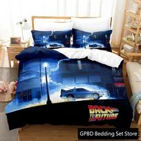 3D Print Back To The Future Bedding Set Double Twin King Duvet Cover Comforter Pillowcase Boys Girls Adults Bedroom 70x133cm blue