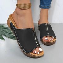 Sandalias de cuña ortopédicas para mujer, calzado casual, cuero vintage, antideslizante, estilo vintage, calidad, novedades 2024 43 juoda