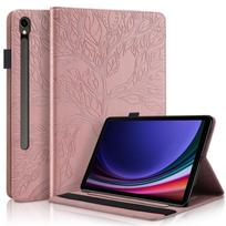 „Funda For Samsung Tab S11 Ultra 14.6 S10 FE Plus“ 13.1 colio įspausto medžio formos piniginės ir stovo dėklas, skirtas „Galaxy Tab S10 FE Plus SM-X620 X626B“ Tab S10FE 10.9  2025 rožinio aukso spalvos