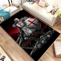 Knight Templar Crusader Rug Non Slip Area Carpet for Living Room, Bedroom & Home Decor 50cm x 80cm gray