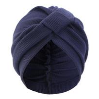 Turbanas Vienspalvis Elastingas Mazguotas Dizainas Galvos Apdangalas Sutirštinta Vaflinė Tekstūra Indijos Etninio Stiliaus Turbanas Galvos Apdangalas black