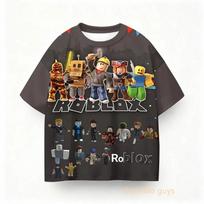 Summer Kids Roblox Anime Game Short Sleeve Tee Boys Clothes Girls 150 black