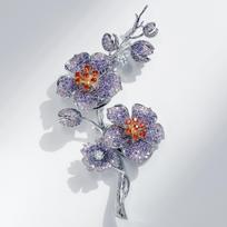 Elegant Purple-Red Begonia Flower Brooch Pin for Women - High-End Luxury Corsage Accessory gray