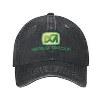 Merlo logotipas Džinsinio audinio kepuraitė Laisvalaikio beisbolo kepuraitės Reguliuojamas galvos apdangalas Vasaros Unisex beisbolo kepuraitės One Size gray
