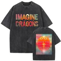 Roko Grupė Imagine Dragons Loom Pasaulinės Ekskursijos 2026 M. Skalbti Vintažiniai Marškinėliai Vyrams Moterims Gotikiniai Per dydį Marškinėliai Unisex Laisvalaikio T-shirt M įvairiaspalvis