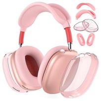 Silicone TPU Protective Cover for AirPods Max1/2 ( 2024/2020)- Ear Cups, Pads & Headband Protector Transparent rožinė