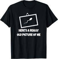 Funny Sperm Picture Old Photo Graphic Tee Men Breathable Cotton T-Shirt Casual Short Sleeve L black