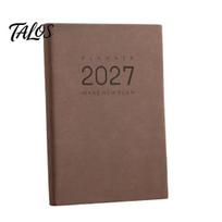 Academic Task Planner 2027 Daily Monthly Agenda, Vintage Sheepskin Texture Cover, Professional Business Journal Thick Paper Book for Office B5 tamsiai ruda spalva