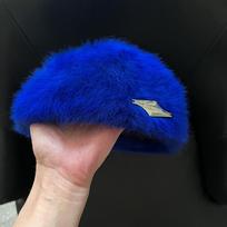 White Rabbit Fur Beret - Women's Autumn/winter Fashion Plush Painter Hat one size (54-59cm)