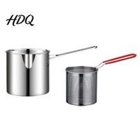 Kitchen Oil Saving Fryer Deep Pot with Removable Frying Basket Durable Stainless Steel Compact Filter Small Basket Pot No Spill for French Fries And D gray