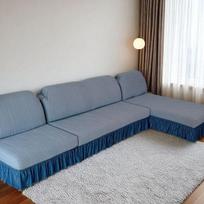 U formos elastingas sofos užvalkalų komplektas: Universali tamposi, neslystanti sijoninė užvalkalas kampiniams baldams ir atlošiamajai kėdei. Naujas modelis jau prieinamas.