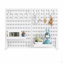 Sieninė perforuota lentyna organizatorius, 4 dalių perforuota lenta įrankių organizatorius rankdarbių kambariams, stalui, darbo vietai ivory Desktop Clamp Type 2 white