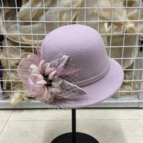 Women S Autumn Winter Wool Bucket Hat Round Top Elegant Flower Design One Size white