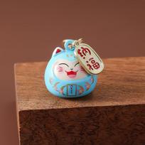 New Japanese Omamori - Dreamy Little Maneki-Neko Fukubukuro Water Chime Bell, Healing School Bag Charm A9 brown