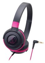 Audio-Technica ATH-S100 BPK STREET MONITORING Portable On-Ear Headphones, DJ-Style Swivel, Black/Pink