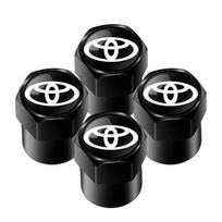 4Pcs/set Alloy Car Tire Valve Stem Air Caps Anti-theft Airtight AS46 Cover For Toyota Camry Yaris Hilux Prius Avensis Auris Corolla black