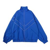 Hong Kong Style Reflective Unisex Sports Jacket - Loose Fit, Solid Color, Versatile for Autumn/Winter Couples XL mėlyna