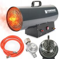 Dujinis šildytuvas su ventiliatoriumi, 65 kW, 230V, su žarnele ir reduktoriumi