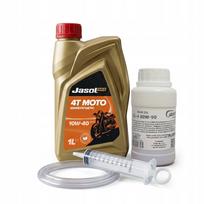 Alyvos rinkinys motoroleriui: 4T 10W-40 variklio alyva 1 l, 80W-90 GL4 transmisinė alyva 200 ml