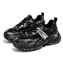 Fashion Normal Leather Playform Boa Hiking Boots Mountain Sneakers Vintage Shoes Men Sport Wholesale To Resell New Style Hand Made 44 black