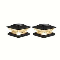 Lauko saulės stulpo dangtelio šviestuvas, tvoros dangtelio šviestuvas, tinkamas kiemams/sodams/koridoriams, šiltai baltas, 2 apšvietimo režimai, žiemos dekoracija black shell,2pcs
