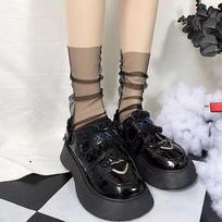 Spring And Summer Girl Butterfly Thin Transparent Tube Socks Glass Silk Mesh Lace-Up Stacking Socks Jk White Lace Socks one size fits all gray