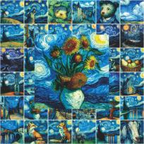 50 Van Gogh Oil Painting Stickers for Journal, Luggage, Phone Case, Skateboard, DIY Decoration - Waterproof No blue