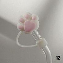 Cartoon Silicone Glass Anti-Dust Straw Plug Bottle Accessories Straws Decorative Cap Anti-Dust Cap 12 gray