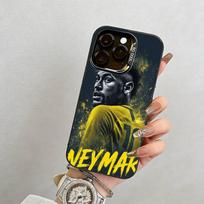 Neymar No.10 Futbolo Tema Telefono Dėklas iPhone 17,16,15,14,13,12,11 Plus,Pro Max,XS, Spalvingas Sidabrinis Juodas Dangtelis iPhone15Plus