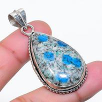 Natural K2 Blue Azurite Gemstone 925 Sterling Silver Jewelry Pendant 1.89  AP-14930 gray