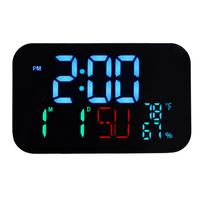 WiFi Smart Clock Thermometer Humidity Digital Clock Weather Station Alarm Date Day Compatible with Tuya Smart App Remote Control blue