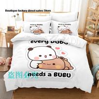 kids Bubu Dudu Bubu Dudu Bedding Set Single Twin Full Queen King Size Bed Set Kids Bedroom Duvetcover Sets Anime Bed Sheet Set 135cmx200cm beige