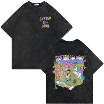 Vintage Washed Rock Band System of A Down Merch T Shirt Fashion Cartoon Short Sleeve T-shirts Men Women Casual Oversized T-shirt S įvairiaspalvis