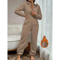 Sweet Cute Coral Fleece Onesie Sleepwear Women's Autumn Winter Style Heart Pattern Fluffy Home Clothes Warm Comfortable 2XL gray