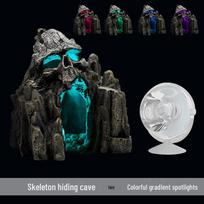 Resin Human Face & Skull Cave: Aquarium Rockery & Shrimp Hideout Decor for Fish Tank & Reptile Habitats black