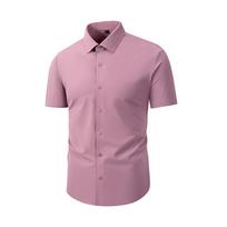 Men's Seamless Spandex Short-Sleeve Shirt - Anti-Wrinkle, Silky Smooth, High-Elasticity Solid Color for Professional Wear 5XL red