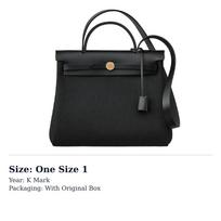 HERMES Herbag Zip Drobės su Hunter Karvės Odos Pečių Krepšys, Per Petį Nešiojamas Krepšys, Rankinė 31 Unisex Juoda H078971CCAA One Size 1 black