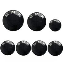7 nauji BMW emblemos logotipai priekiniai ir galiniai logotipai 82mm 74mm 4 68mm ratlankių dangteliai + 46mm vairo lipdukai pilnas automobilio emblemos komplektas. 8274 68x4 45 juoda