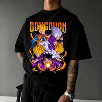 Dragon Ball Z Print Short Sleeve Cotton T-Shirt Son Goku Vegeta Men Women Y2k Tee Pure Short Sleeves Harajuku High Quality Tee Female Male Clothing XXXXL black