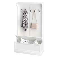 Įėjimo baldai su suoliuku ir drabužių kabykla 3 viename 5 kabliukai Sandėliavimo suoliukas svetainei, koridoriui 96 x 34 x 179,7 cm Kreminės spalvos