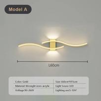 Modernus LED juostinis sieninis šviestuvas Double Curve nuotolinio valdymo šviestuvas prie lovos dekoro juodas auksinis sieniniai žibintai Svetainės miegamojo LED Fixtu Warm white-No RC