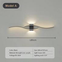 Modernus LED juostinis sieninis šviestuvas Double Curve nuotolinio valdymo šviestuvas prie lovos dekoro juodas auksinis sieniniai žibintai Svetainės miegamojo LED Fixtu Warm white-No RC
