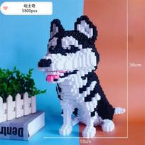 Urban Animal Building Blocks Mini Dog Husky Pet Model Diamond Building Blocks Cute Toy for Boys and Girls Adult Birthday Gift blue