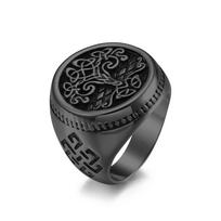 Norse Mythology Celtic Knot Tree of Life Stainless Steel Ring Men's Hand Jewelry 8# juoda
