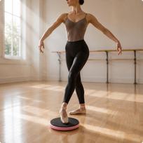 Baleto sukamasis diskas, sklandus sukimasis, pirueto lenta, mažos trinties, pusiausvyrai, pradedantiesiems, šokių studijai Round Ballet Board B